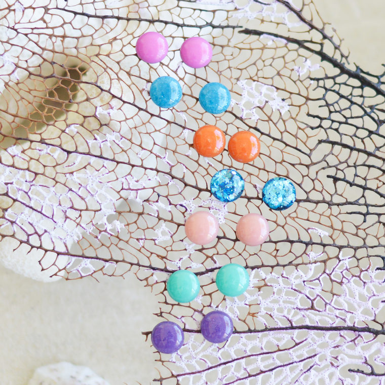 Colourful mermaid ear studs