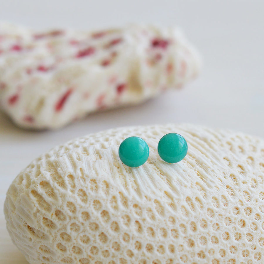 Aqua colour handmade ear studs