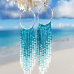 Beaded statement earrings In Turquoise Waters