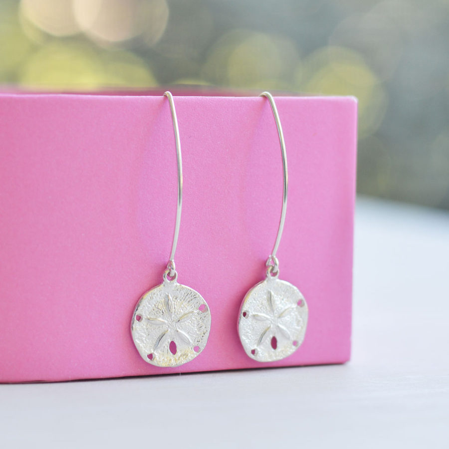 Sand dollar long drop earrings