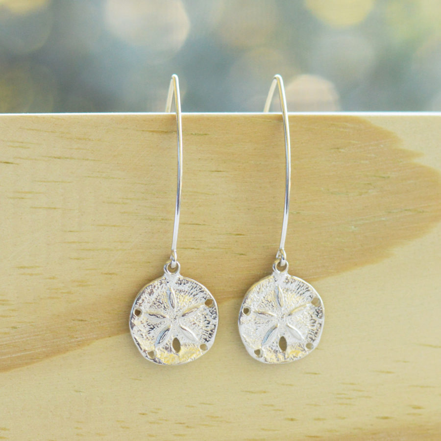 Sand dollar long drop earrings