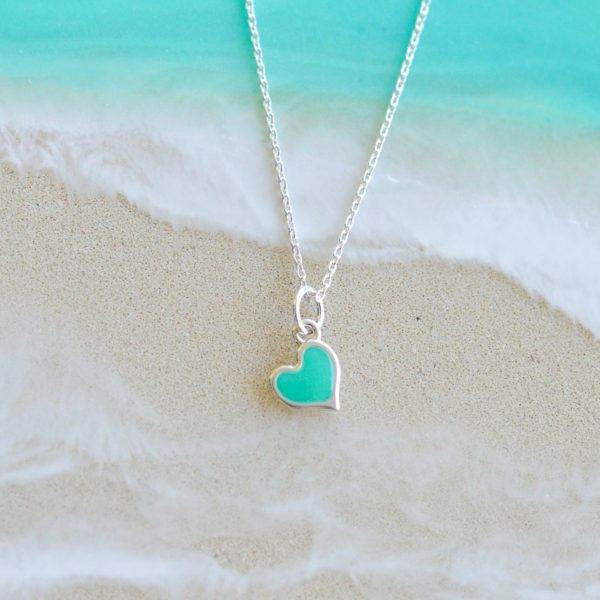 Heart Necklace in aqua 3