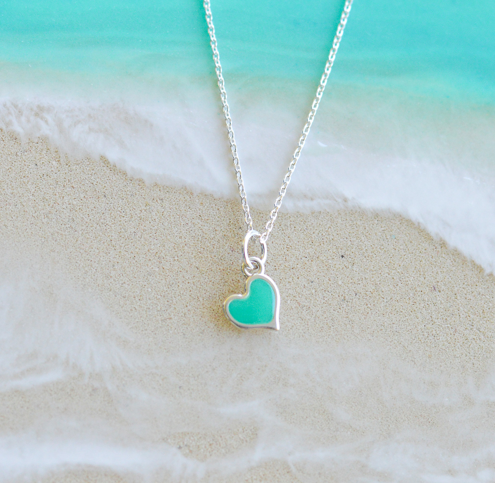 Heart Necklace in aqua 3